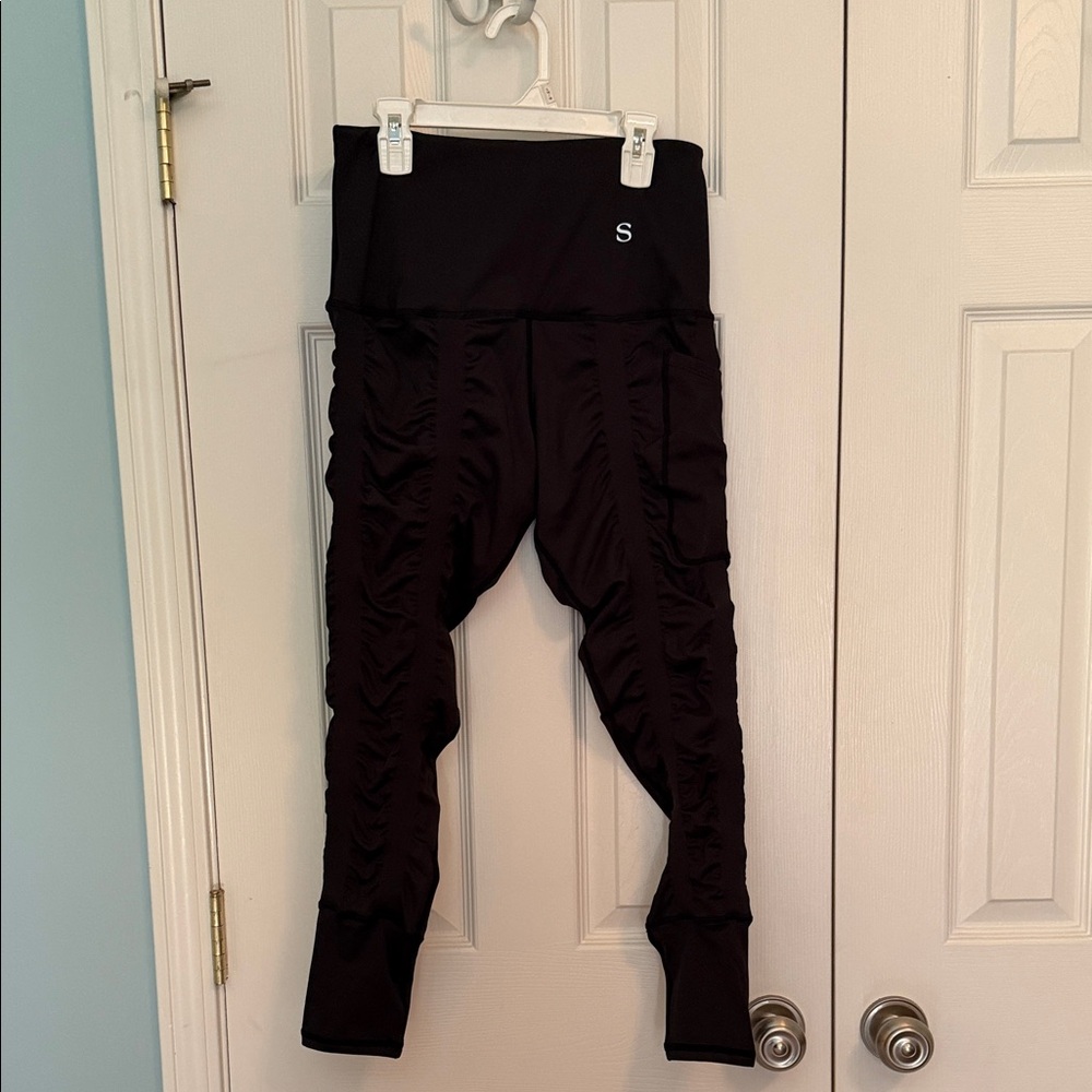 Skinnify Black Resistance Band Leggings 6 band Size S NWOT